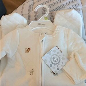 Little Me Cream Quilted Baby footie